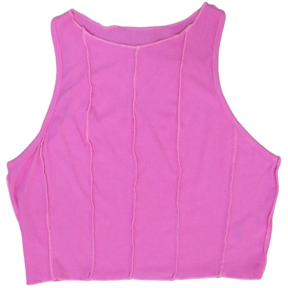 Y2K Crop Top, Ribbed Tank Top, Cropped Shirt, Racerback Athleisure Womens S